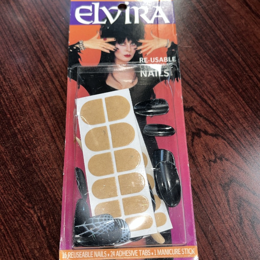 SEALED HALLOWEEN ELVIRA MISTRESS OF THE DARK‎ 1997 Spider Web Press On Nails NEW